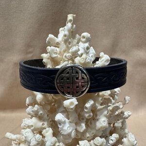 Lee River Ireland Navy Blue Leather Celtic Knot Bracelet 7” NWOT